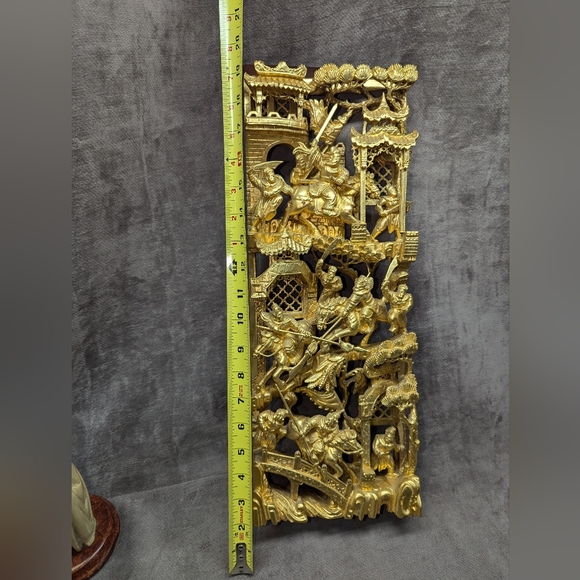 Exceptionally Carved Gilded - Chinese block Panel - Picture 3 of 4